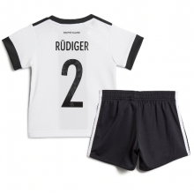 Germany Antonio Rudiger #2 Home Stadium Replica Jersey Kids World Cup 2022 Short Sleeves (+ pants)