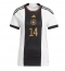 Germany Jamal Musiala #14 Home Stadium Replica Jersey Women World Cup 2022 Short Sleeves