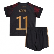 Germany Mario Gotze #11 Away Stadium Replica Jersey Kids World Cup 2022 Short Sleeves (+ pants)