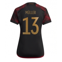 Germany Thomas Muller #13 Away Stadium Replica Jersey Women World Cup 2022 Short Sleeves