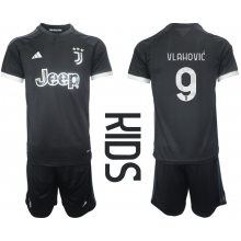 Juventus Dusan Vlahovic #9 Third Stadium Replica Jersey Kids 2023-24 Short Sleeves (+ pants)