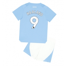 Manchester City Erling Haaland #9 Home Stadium Replica Jersey Kids 2023-24 Short Sleeves (+ pants)