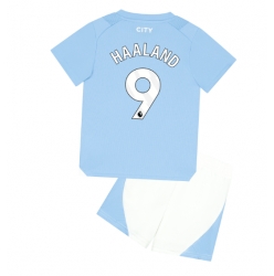 Manchester City Erling Haaland #9 Home Stadium Replica Jersey Kids 2023-24 Short Sleeves (+ pants)