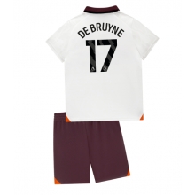 Manchester City Kevin De Bruyne #17 Away Stadium Replica Jersey Kids 2023-24 Short Sleeves (+ pants)