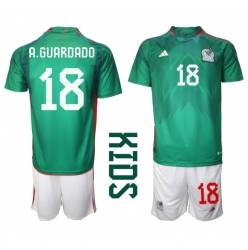 Mexico Andres Guardado #18 Home Stadium Replica Jersey Kids World Cup 2022 Short Sleeves (+ pants)