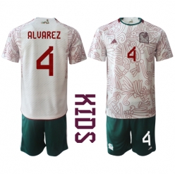 Mexico Edson Alvarez #4 Away Stadium Replica Jersey Kids World Cup 2022 Short Sleeves (+ pants)