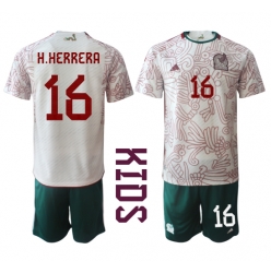 Mexico Hector Herrera #16 Away Stadium Replica Jersey Kids World Cup 2022 Short Sleeves (+ pants)