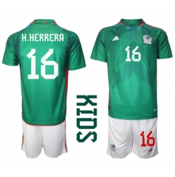 Mexico Hector Herrera #16 Home Stadium Replica Jersey Kids World Cup 2022 Short Sleeves (+ pants)