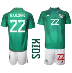 Mexico Hirving Lozano #22 Home Stadium Replica Jersey Kids World Cup 2022 Short Sleeves (+ pants)