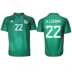 Mexico Hirving Lozano #22 Home Stadium Replica Jersey World Cup 2022 Short Sleeves