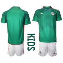 Mexico Home Stadium Replica Jersey Kids World Cup 2022 Short Sleeves (+ pants)