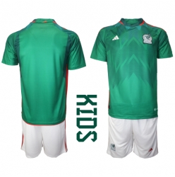 Mexico Home Stadium Replica Jersey Kids World Cup 2022 Short Sleeves (+ pants)