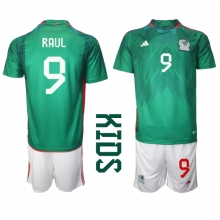 Mexico Raul Jimenez #9 Home Stadium Replica Jersey Kids World Cup 2022 Short Sleeves (+ pants)