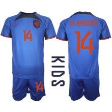 Netherlands Davy Klaassen #14 Away Stadium Replica Jersey Kids World Cup 2022 Short Sleeves (+ pants)