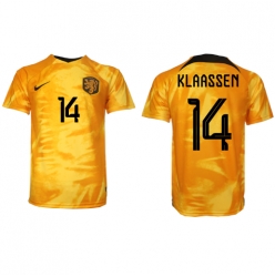 Netherlands Davy Klaassen #14 Home Stadium Replica Jersey World Cup 2022 Short Sleeves