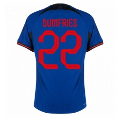 Netherlands Denzel Dumfries #22 Away Stadium Replica Jersey World Cup 2022 Short Sleeves