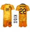 Netherlands Denzel Dumfries #22 Home Stadium Replica Jersey Kids World Cup 2022 Short Sleeves (+ pants)