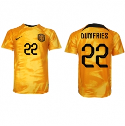 Netherlands Denzel Dumfries #22 Home Stadium Replica Jersey World Cup 2022 Short Sleeves