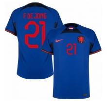 Netherlands Frenkie de Jong #21 Away Stadium Replica Jersey World Cup 2022 Short Sleeves