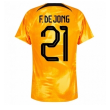 Netherlands Frenkie de Jong #21 Home Stadium Replica Jersey World Cup 2022 Short Sleeves