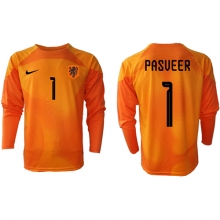 Netherlands Remko Pasveer #1 Goalkeeper Away Stadium Replica Jersey World Cup 2022 Long Sleeves