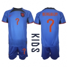 Netherlands Steven Bergwijn #7 Away Stadium Replica Jersey Kids World Cup 2022 Short Sleeves (+ pants)