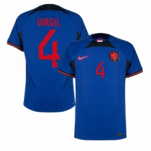 Netherlands Virgil van Dijk #4 Away Stadium Replica Jersey World Cup 2022 Short Sleeves