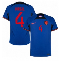 Netherlands Virgil van Dijk #4 Away Stadium Replica Jersey World Cup 2022 Short Sleeves