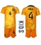 Netherlands Virgil van Dijk #4 Home Stadium Replica Jersey Kids World Cup 2022 Short Sleeves (+ pants)