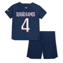 Paris Saint-Germain Sergio Ramos #4 Home Stadium Replica Jersey Kids 2023-24 Short Sleeves (+ pants)