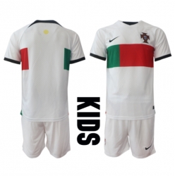 Portugal Away Stadium Replica Jersey Kids World Cup 2022 Short Sleeves (+ pants)