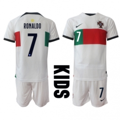 Portugal Cristiano Ronaldo #7 Away Stadium Replica Jersey Kids World Cup 2022 Short Sleeves (+ pants)