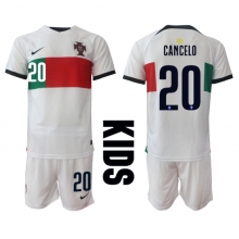 Portugal Joao Cancelo #20 Away Stadium Replica Jersey Kids World Cup 2022 Short Sleeves (+ pants)