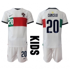 Portugal Joao Cancelo #20 Away Stadium Replica Jersey Kids World Cup 2022 Short Sleeves (+ pants)