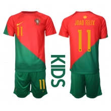 Portugal Joao Felix #11 Home Stadium Replica Jersey Kids World Cup 2022 Short Sleeves (+ pants)