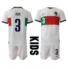 Portugal Pepe #3 Away Stadium Replica Jersey Kids World Cup 2022 Short Sleeves (+ pants)