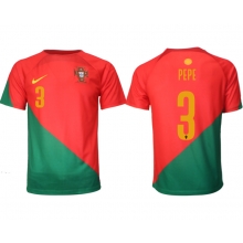 Portugal Pepe #3 Home Stadium Replica Jersey World Cup 2022 Short Sleeves