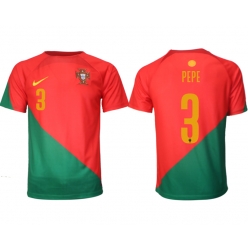 Portugal Pepe #3 Home Stadium Replica Jersey World Cup 2022 Short Sleeves