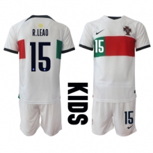 Portugal Rafael Leao #15 Away Stadium Replica Jersey Kids World Cup 2022 Short Sleeves (+ pants)