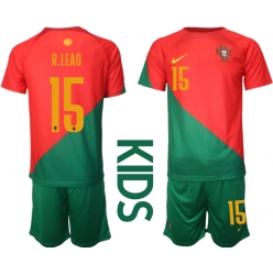 Portugal Rafael Leao #15 Home Stadium Replica Jersey Kids World Cup 2022 Short Sleeves (+ pants)