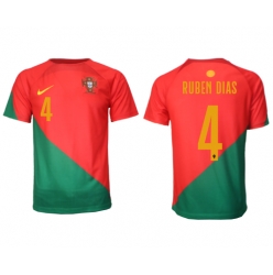 Portugal Ruben Dias #4 Home Stadium Replica Jersey World Cup 2022 Short Sleeves