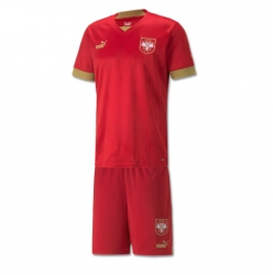 Serbia Home Stadium Replica Jersey Kids World Cup 2022 Short Sleeves (+ pants)