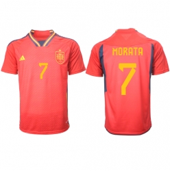 Spain Alvaro Morata #7 Home Stadium Replica Jersey World Cup 2022 Short Sleeves