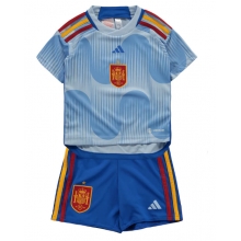 Spain Away Stadium Replica Jersey Kids World Cup 2022 Short Sleeves (+ pants)