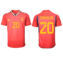 Spain Daniel Carvajal #20 Home Stadium Replica Jersey World Cup 2022 Short Sleeves