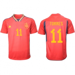 Spain Ferran Torres #11 Home Stadium Replica Jersey World Cup 2022 Short Sleeves