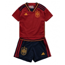 Spain Home Stadium Replica Jersey Kids World Cup 2022 Short Sleeves (+ pants)