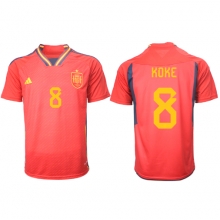 Spain Koke #8 Home Stadium Replica Jersey World Cup 2022 Short Sleeves