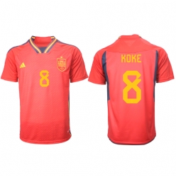 Spain Koke #8 Home Stadium Replica Jersey World Cup 2022 Short Sleeves