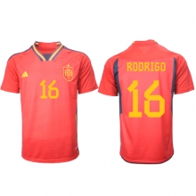 Spain Rodri Hernandez #16 Home Stadium Replica Jersey World Cup 2022 Short Sleeves